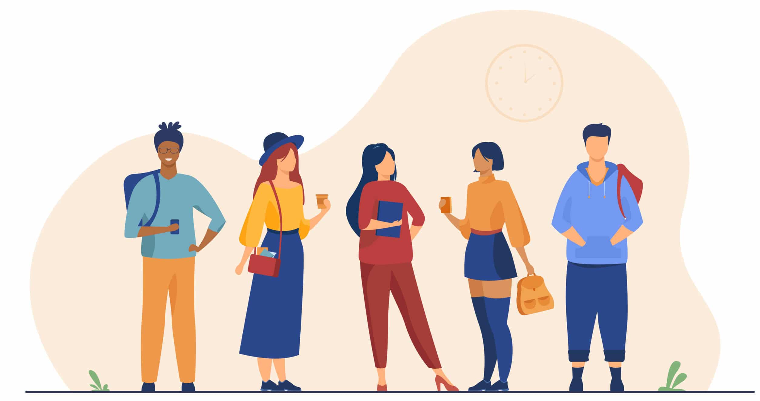 Group of college or university students hanging out